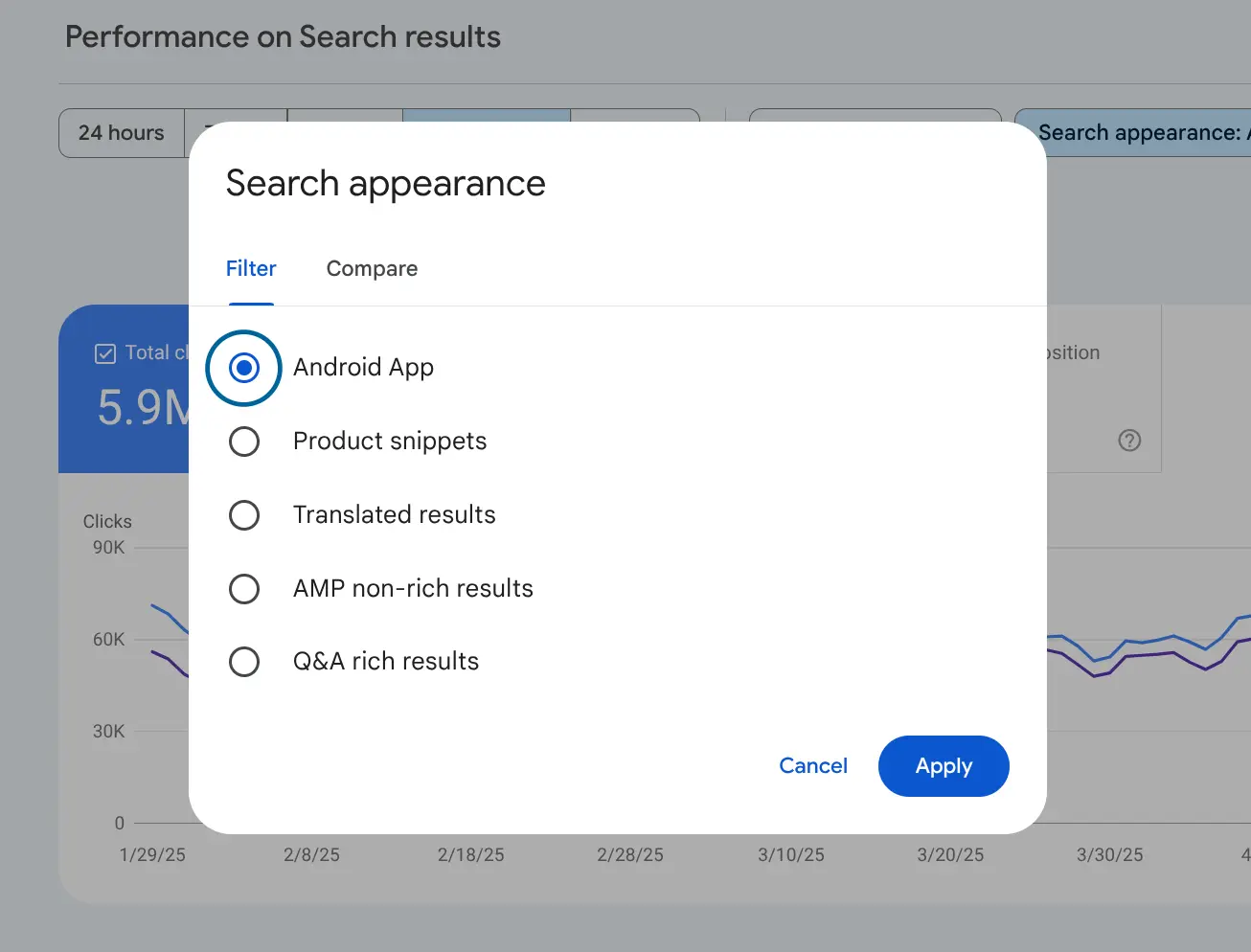 Deep links search appearance