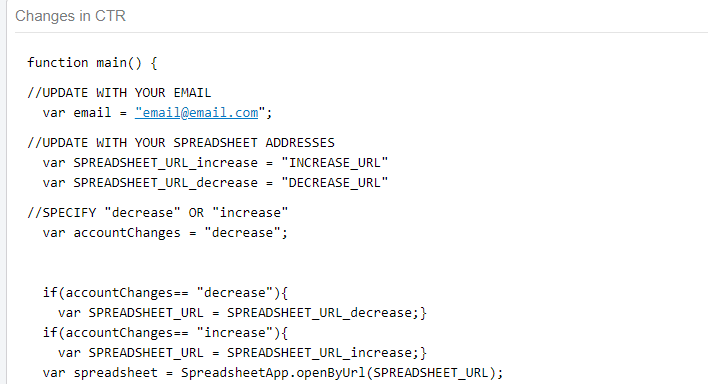 Changes in CTR script by Sean Dolan