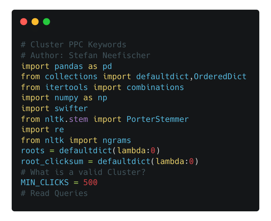 Cluster Massive Keyword Sets in Python