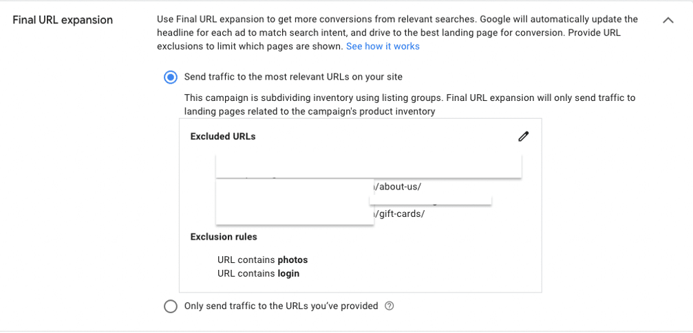 What are page feeds in performance max campaigns?