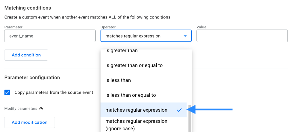Google Analytics 4 now lets you modify and create events using regular expressions