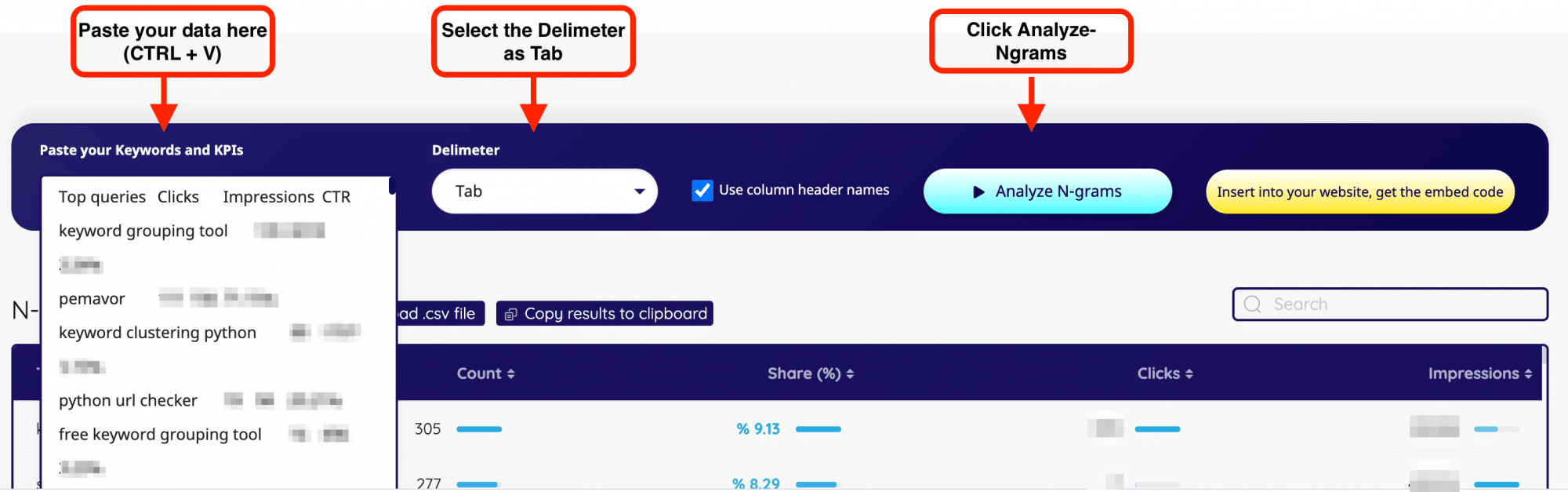 paste your data